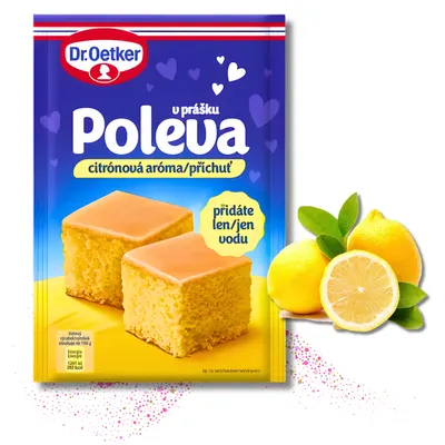 Citrónová poleva Dr. Oetker na dorty a sladké pečení s hladkým lesklým povrchem a citrusovou příchutí