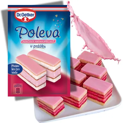Poleva v prášku s punčovou příchutí od značky Dr. Oetker, 100 g, k zdobení dortů a zákusků