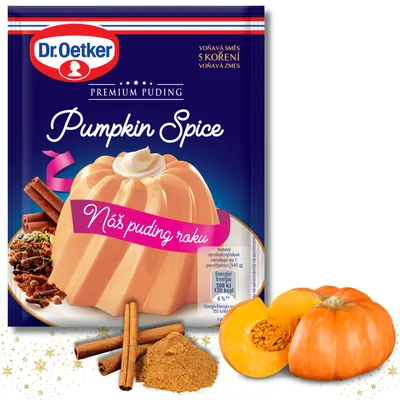 Dr. Oetker Premium puding s příchutí dýňového koláče se skořicí, 40 g sáček v prášku pro přípravu krémového dezertu
