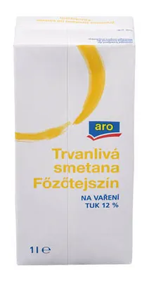 Smetana aro na vaření 12 % tuku v litrovém UHT balení pro zjemnění omáček a polévek