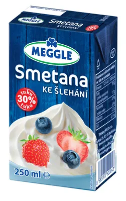 MEGGLE smetana na šlehání 30 % o objemu 250 ml vhodná k šlehání i vaření krémů a omáček