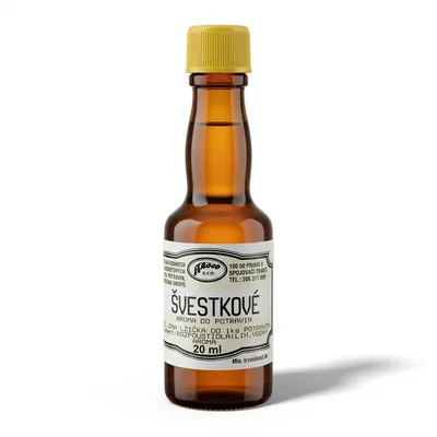 Aroma do potravin Aroco se švestkovou příchutí v malém 20ml balení pro dochucení cukrářských krémů a těst