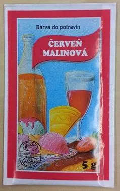 Potravinářská barva Aroco v práškové formě v odstínu malinově červené pro obarvení krémů, polev a těst