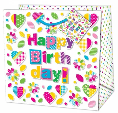 Dárková taška Happy Birthday velká 29,9 x 13,7 x 30 cm