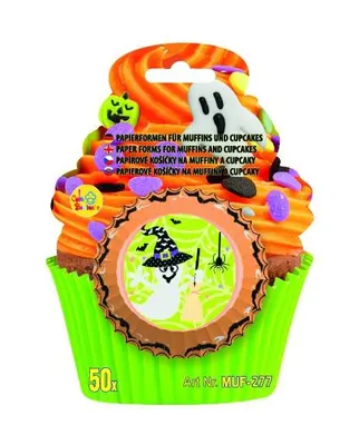 Papírové košíčky na muffiny s halloweenským motivem ducha, balení 50 kusů od značky Alvarak