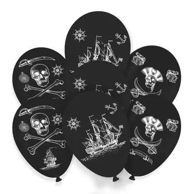 Nafukovací balónky s pirátským motivem, sada 7 kusů v různých barvách na pirátskou party