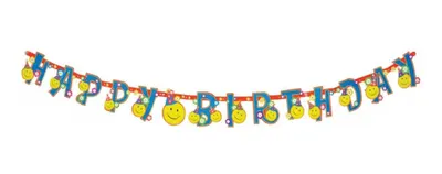 Narozeninová girlanda Alvarak se smajlíky a nápisem Happy Birthday, délka 210 cm