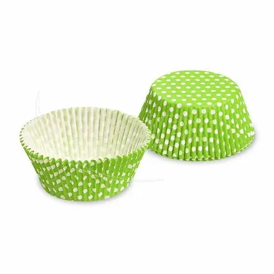 Zelené papírové košíčky s puntíky na muffiny od značky Wimex, balení 40 kusů o rozměru 5 x 3 cm