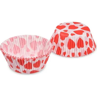 Srdíčkové cukrářské košíčky Wimex na pečení muffinů a cupcaků, balení 40 ks, rozměr 50 x 30 mm