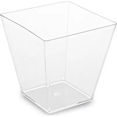 Čirý hranatý plastový kelímek na panna cottu o objemu 100 ml, balení 50 kusů od značky Wimex