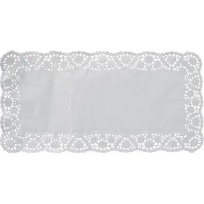 Dekorativní hranatá krajka Wimex v bílé barvě o rozměru 30 x 18 cm, balení 100 kusů, vhodná pod dort nebo na servírování
