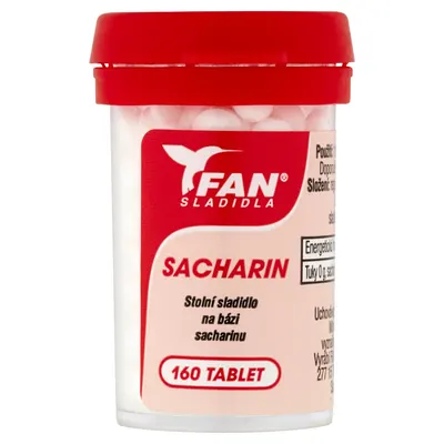 Fan Sacharin sladidlo potravinářské v tabletách, 160 tablet, vhodné do nápojů a pokrmů