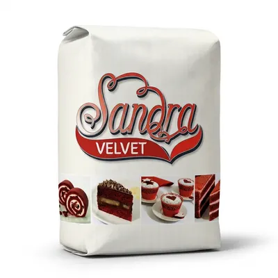 Sandra Red Velvet směs na korpusy, pytel 5 kg, pro pečení dortů a cupcakes s červeným sametovým odstínem