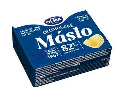 Tradiční české máslo s 82% obsahem tuku v balení 250 g pro krémy a pečení