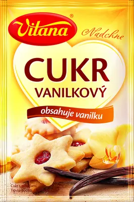 Vanilkový cukr Vitana v kartonu s 50 sáčky po 10 g mletou vanilkou pro pečení