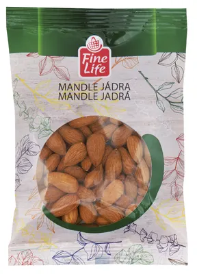 Neloupaná mandle jádra Fine Life o hmotnosti 100 g vhodná do pečení, krémů a jako dekorace dortů