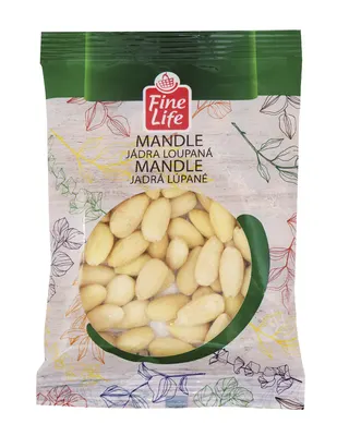 Loupaná jádra mandlí FINE LIFE v balení 100 g vhodná k pečení, mletí a zdobení dezertů
