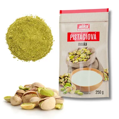 Pistáciová mouka ALIKA jemně mletá z pražených pistácií k pečení dezertů a dortů, balení 250 g