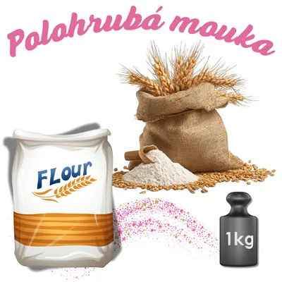 Polohrubá pšeničná mouka GoodMills v balení 1 kg vhodná na kynutá těsta, piškoty a bábovky