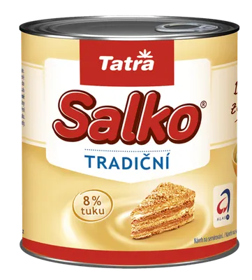 Tatra Salko 8 % chlazené husté slazené mléko v balení 397 g pro krémy a pečení