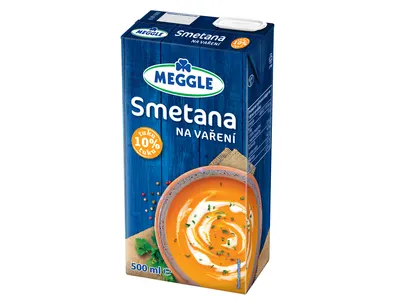 MEGGLE smetana na vaření 10 % v balení 500 ml vhodná do slaných omáček, polévek i jemných těst