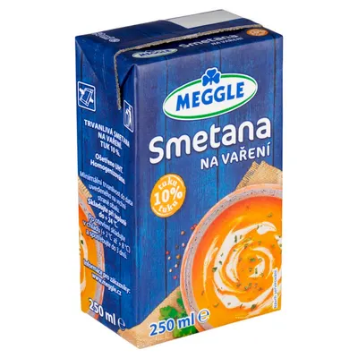 MEGGLE smetana na vaření s 10 % tuku v balení 250 ml pro omáčky, polévky a zapékání