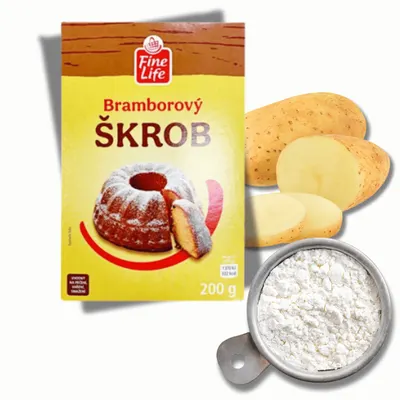 Bramborový škrob Fine Life v balení 200 g určený k zahušťování krémů a náplní a k zjemnění těsta