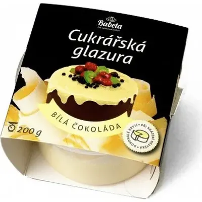 Cukrářská glazura s příchutí bílé čokolády Kovandovi pro zrcadlový lesk dortů a zákusků