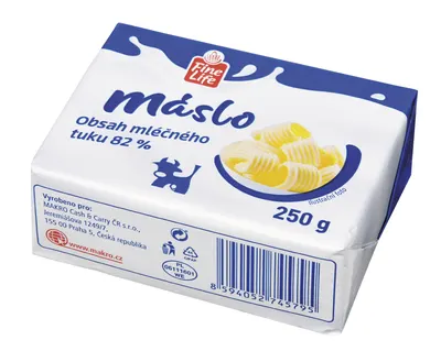Máslo FINE LIFE s obsahem 82 % mléčného tuku v balení 250 g vhodné do cukrářských krémů a těst