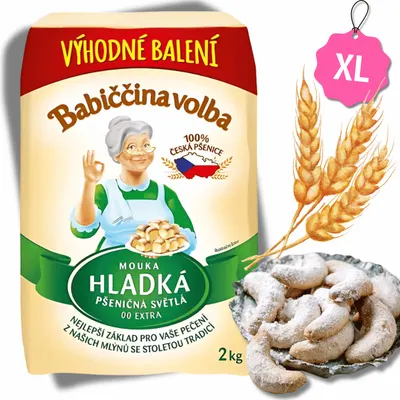 Hladká pšeničná mouka GoodMills Babiččina volba typu 00 pro cukrářské účely, balení 2 kg