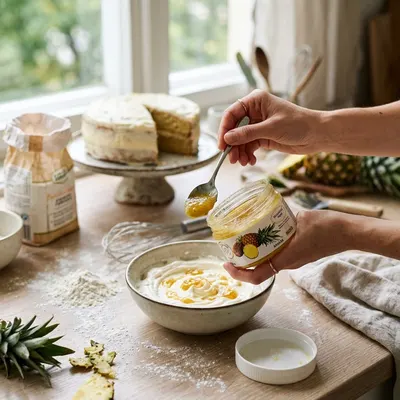 Ochucovací pasta MEC3 s příchutí ananasu o hmotnosti 200 g pro ochucení krémů a pečiva