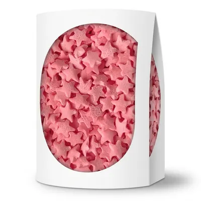 Růžové cukrové hvězdičky na zdobení dortů a cupcakes od značky 4Cake, balení 60 g