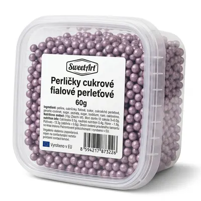 Fialové perleťové cukrové perličky SweetArt o velikosti 5 mm na zdobení dortů a cupcakes