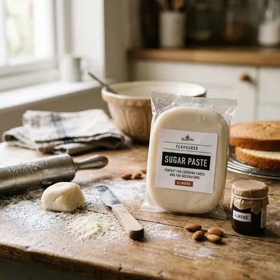 Bílá potahovací hmota na dort s příchutí mandle SweetArt v balení 500 g