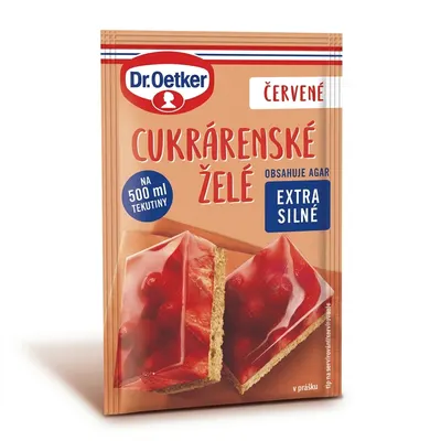 Dr. Oetker červené cukrářské želé na zdobení a lesk dortů v balení 10 g