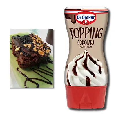 Krémový čokoládový topping Dr. Oetker se smetanou k dochucení zmrzliny, palačinek a dortů