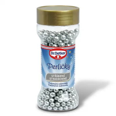 Dr. Oetker cukrové dekorační perličky stříbrné k ozdobení dortů a zákusků, balení 42 g