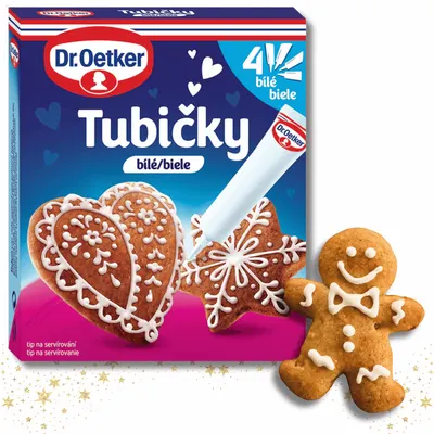 Bílá zdobicí poleva Dr. Oetker v tubičce na perníčky a dorty, vhodná k psaní nápisů a kreslení linek
