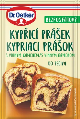Kypřící prášek s vinným kamenem Dr. Oetker v balení 15 g pro nadýchání sladkého i slaného těsta