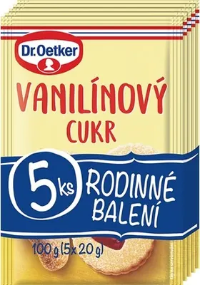 Dr. Oetker vanilínový cukr v balení 5 x 20 g, voňavá přísada pro pečení a dochucení moučníků