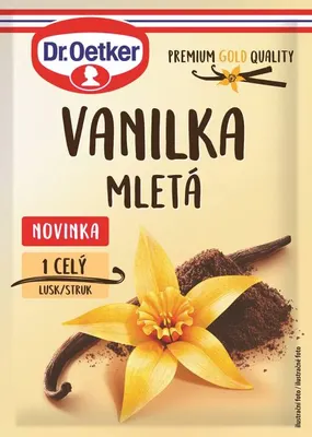 Dr. Oetker pravá mletá vanilka v balení 5 g určená k pečení a ochucování krémů, těst a zmrzlin