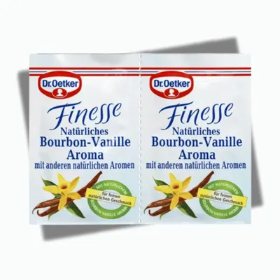 Tekuté přírodní vanilkové aroma Dr. Oetker Finesse Bourbon v jednorázovém sáčku 10 g pro ochucení moučníků a krémů