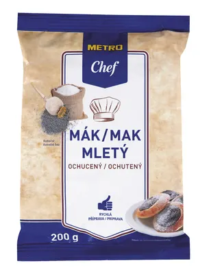 Mletý ochucený mák METRO Chef v balení 200 g určený k přípravě buchet a závinů