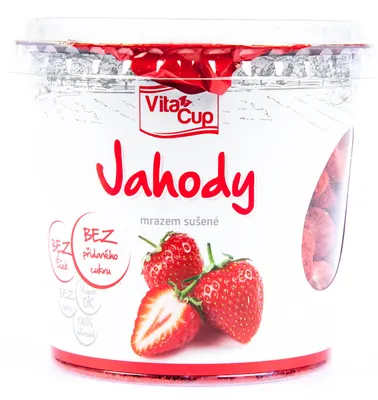 VitaCup lyofilizované jahodové plátky, 25 g, křupavé sušené ovoce pro zdobení a pečení dezertů