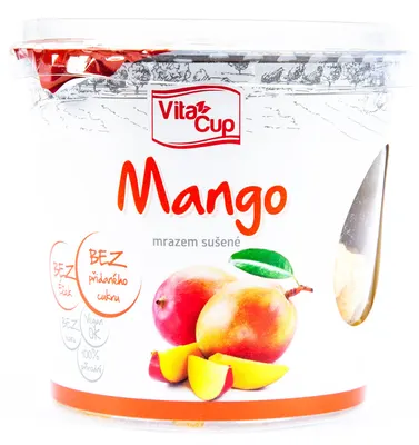 Lyofilizované mango VitaCup v balení 30 g, křupavé sušené ovoce vhodné k zdobení a pečení dortů