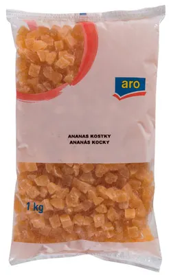 Proslazené ananasové kostky aro v balení 1 kg k pečení a zdobení sladkých dezertů