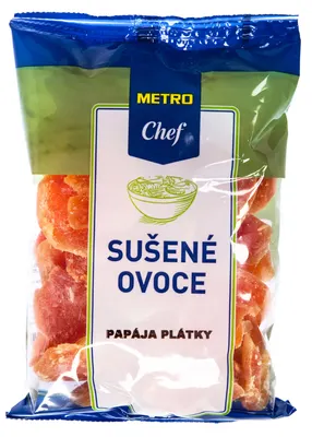 Proslazená papája v plátcích na pečení a zdobení dezertů, balení 250 g
