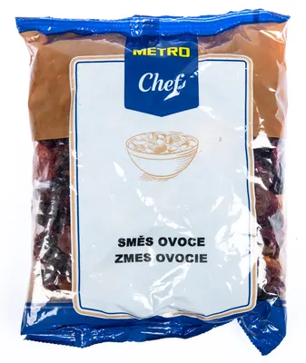 Směs proslazeného ovoce s brusinkami, rozinkami, meruňkami, višněmi a jahodami pro pečení a zdobení dortů