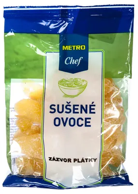 Zázvor proslazený v plátcích, vhodný do pečení a cukroví, balení 150 g