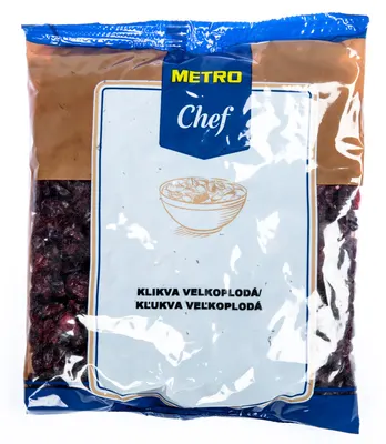 Proslazená sušená klikva v balení 500 g vhodná do těst, krémů a na zdobení dortů